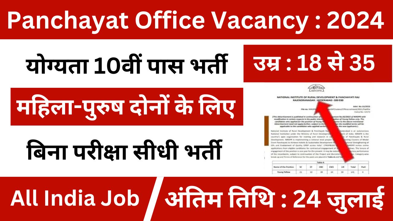 Panchayat Office Vacancy: खंड विकास एवं पंचायत कार्यालय भर्ती का 10वीं पास नोटिफिकेशन जारी