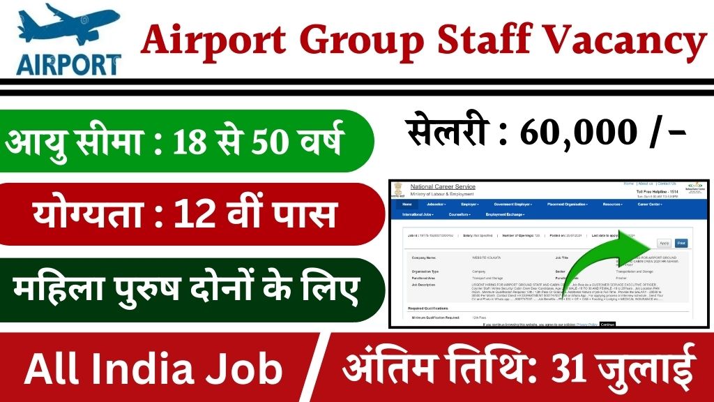 Airport Group Staff Vacancy: एयरपोर्ट ग्राउंड स्टाफ भर्ती का 12वीं पास के लिए नोटिफिकेशन जारी बिना परीक्षा भर्ती होगी