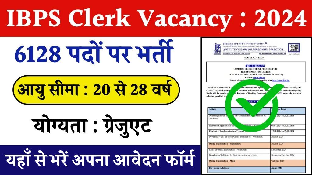 IBPS Clerk Vacancy: आईबीपीएस क्लर्क भर्ती 6128 पदों पर नोटिफिकेशन जारी, ऐसा मौका दोबारा नहीं आएगा