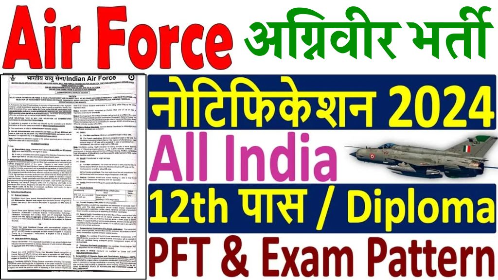 Air Force Agniveer Vacancy: इंडियन एयरफोर्स अग्निवीर 12वीं पास 2500 पदों पर भर्ती का नोटिफिकेशन जारी