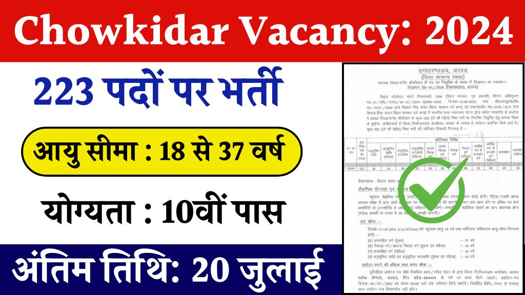 Chowkidar Vacancy: चौकीदार के पदों पर 10वीं पास के लिए बिना परीक्षा भर्ती का नोटिफिकेशन जारी