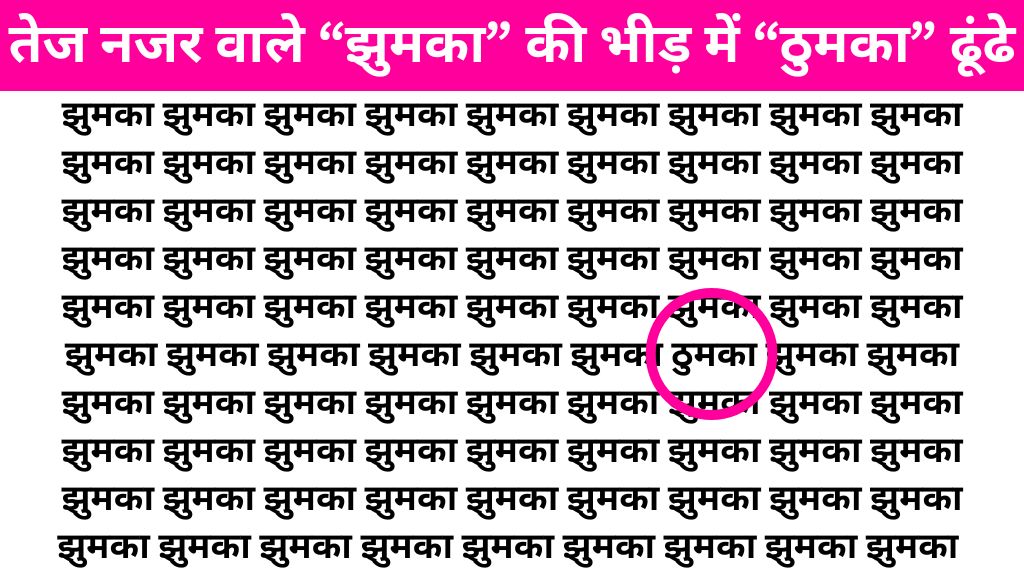 Brain Teaser Image: "झुमका" के बीच में कहां लिखा है "ठुमका" तेज नजर वाले सिर्फ 7 सेकंड में ढूंढ लेंगे!