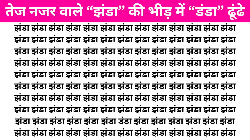 Brain Test Image: “झंडा” के बीच में कहां लिखा है “डंडा” तेज नजर वाले सिर्फ 7 सेकंड में ढूंढ लेंगे!