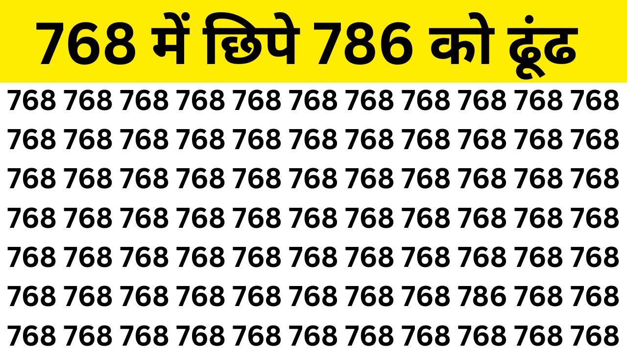 Optical Illusion : तेज बुद्धि वाले ही ढूंढ पाएंगे 768 में छिपा 786, 8 सेकंड में ढूंढने का है चलेंगे