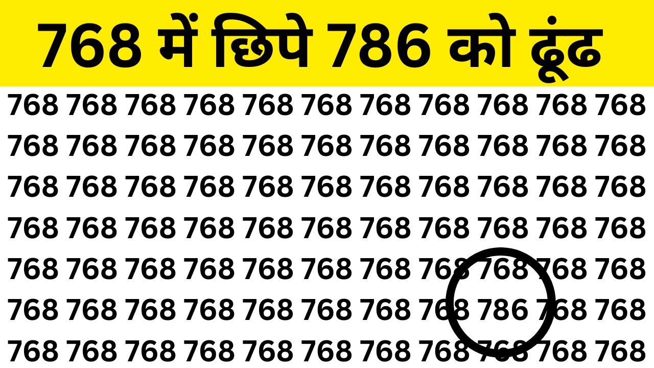 Optical Illusion : तेज बुद्धि वाले ही ढूंढ पाएंगे 768 में छिपा 786, 8 सेकंड में ढूंढने का है चलेंगे